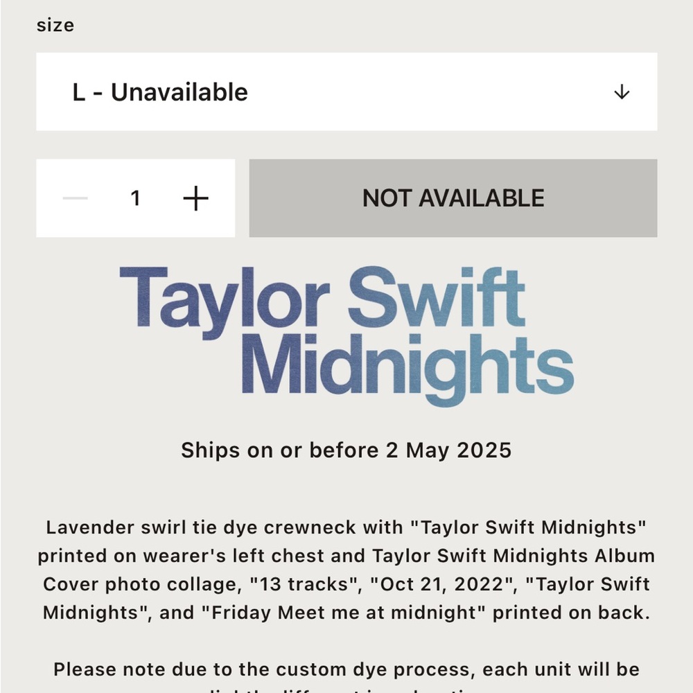 Taylor Swift Official Lavender Haze Midnights Era’s  Crewneck Sweatshirt NEW​​​ - Picture 5 of 5